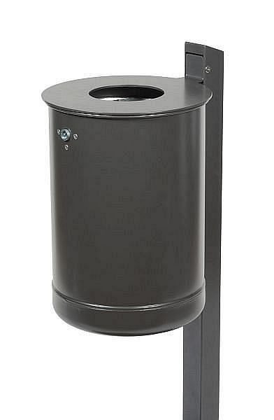 Poubelle Renner avec poteau environ 35 L, non perforée, avec disque de recouvrement, galvanisé à chaud, 7038-15FV