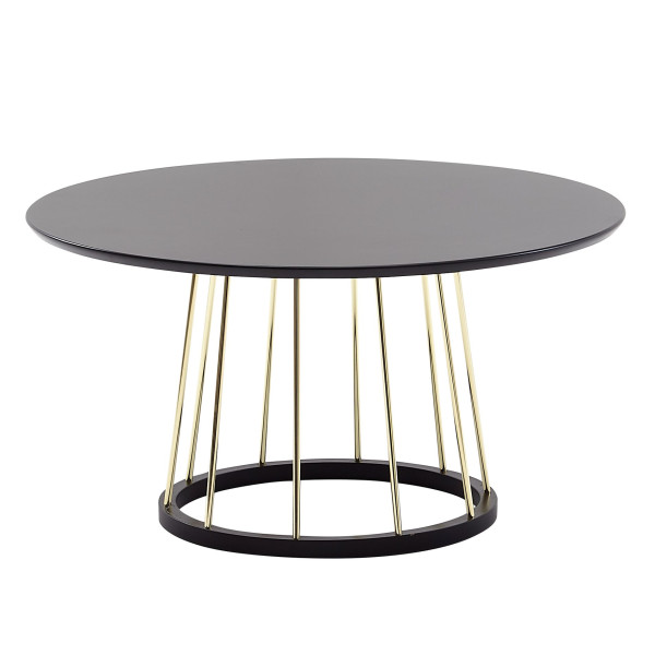 Wohnling Table basse ronde 80 x 80 x 42 cm Noir Doré Table de canapé en métal Table de salon ronde moderne Table de salon Table de salon Grande WL6.489