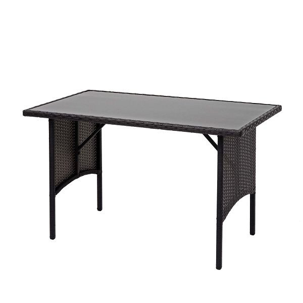 Table à manger en polyrotin Mendler HWC-G16, table de salle à manger, table de jardin, gastronomie 112x60cm, noir, 70870