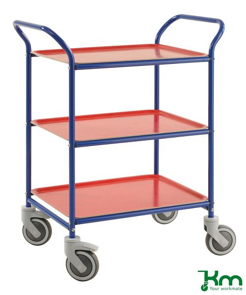 Chariot à plateaux Kongamek, bleu/rouge, KM1620-BR