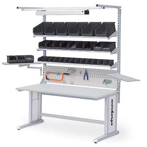 Bedrunka+Hirth table Workergo pied en C avec 1 moteur conducteur revêtement par poudre, dimensions en mm (LxP) : 1500 x 750, EC150E175-05