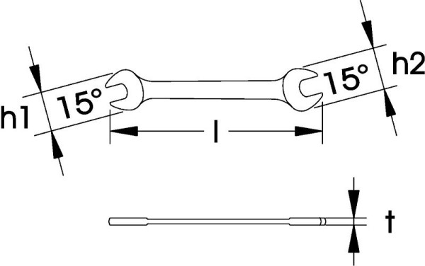 Clé mixte ELORA, 156, métrique, taille: 7x8 mm, 0156007081000