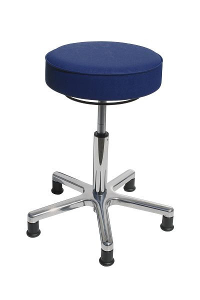 Tabouret Lotz, assise en similicuir bleu atoll, hauteur d'assise 460-590mm, base en aluminium, patins, 3862.0-08