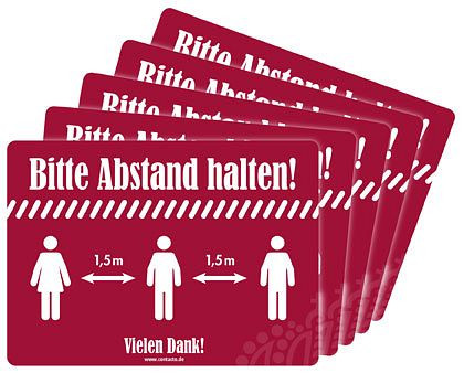 Panneau Contacto ''Gardez vos distances'', autocollant, 18 cm, lot de 5, 7595/518