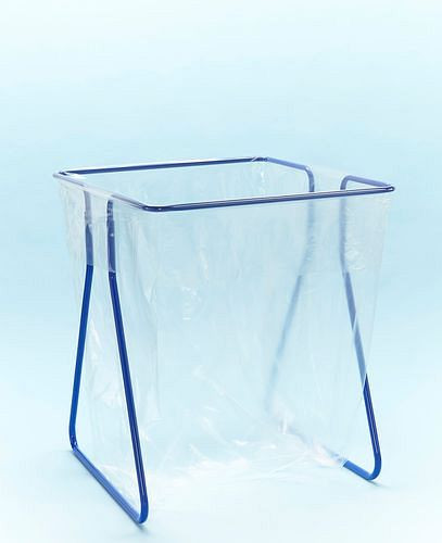Support sac poubelle DENIOS 1000 litres, dispositif debout, bleu, 265-641