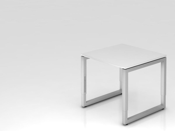 Bureau Hammerbacher O-foot carré 80x80cm blanc, forme rectangulaire avec plateau flottant, VRS08/W/S