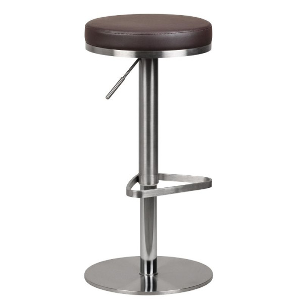 Tabouret de bar Wohnling marron en acier inoxydable réglable en hauteur hauteur d'assise 57 - 82 cm, WL1.612