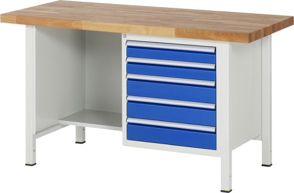 Etabli RAU série 8000 - modèle 8454, L1500 x P700 x H840-1040 mm, base système L1235 x P650 x H800-1000 mm, 03-8454A2-157B4H.11