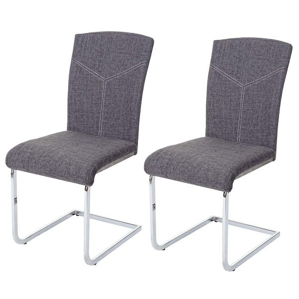 Ensemble de 2 chaises de salle à manger Mendler HWC-F36, chaise de cuisine en porte-à-faux, chaise de conférence, tissu/textile, gris, 69525