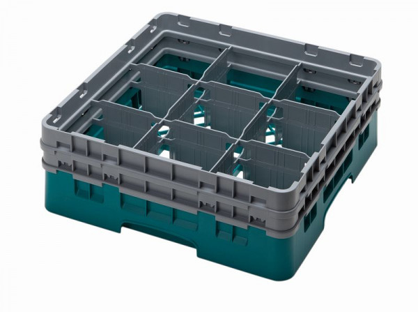 Panier de lavage Cambro 9 compartiments Camrack® 13,2 cm turquoise, lot de 4, 9S434414