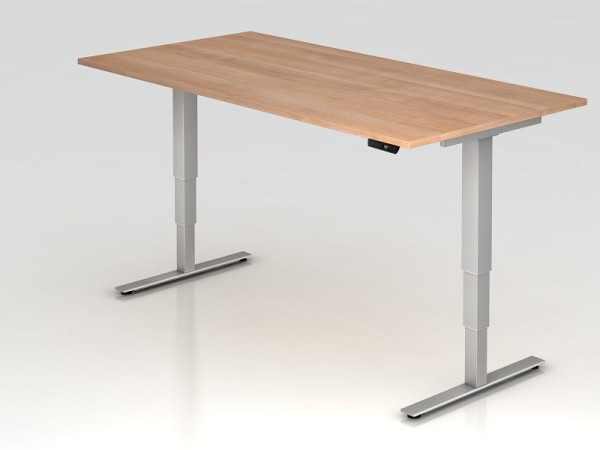 Bureau assis-debout Hammerbacher électrique 200x100cm noyer, hauteur de travail 63,5 -128,5 cm, VXDSM2E/N/S