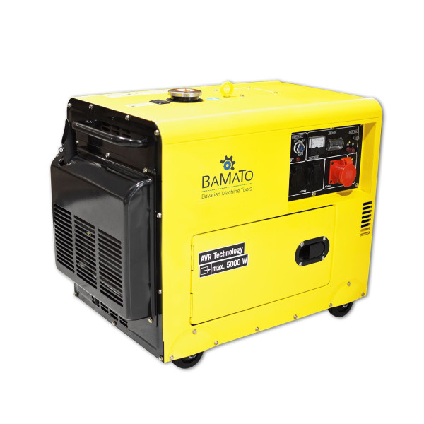 Groupe électrogène diesel BAMATO, 5000 watts, 2x230V, 1x400V, 1x12V, système AVR, bobinage en cuivre, BGE-5000D