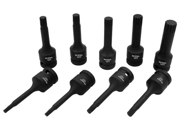 Embouts de tournevis SW-Stahl IMPACT, 1/2", cannelure interne, M4-M16, 9 pièces, S5482
