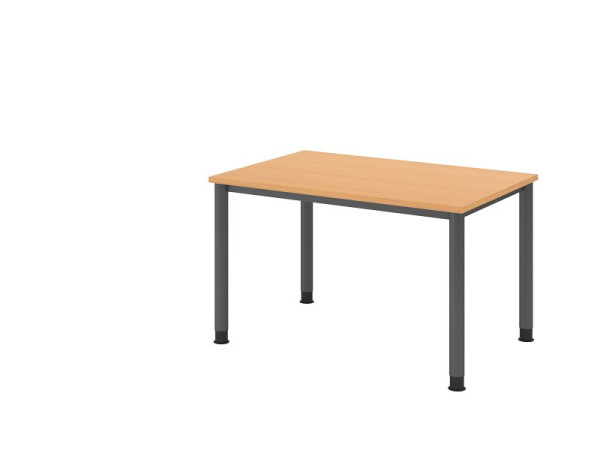 Bureau Hammerbacher HS12, 120 x 80 cm, plateau : hêtre, épaisseur 25 mm, structure 4 pieds en graphite, hauteur de travail 68,5-81 cm, VHS12/6/G