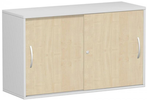 geramöbel armoire complémentaire à portes coulissantes, panneau supérieur 25 mm, avec pieds réglables, verrouillable, 1200x425x720, érable/gris clair, S-312153-AL