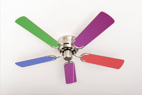 Ventilateur de plafond extra plat Pepeo Kisa nickel brossé multicolore, 105620193OL