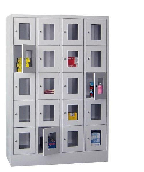 Armoire vestiaire Pavoy avec base 1850/500/1200, 4l x 5h, serrure à cylindre, largeur de compartiment 300, hublot, 61213-453-091-905716