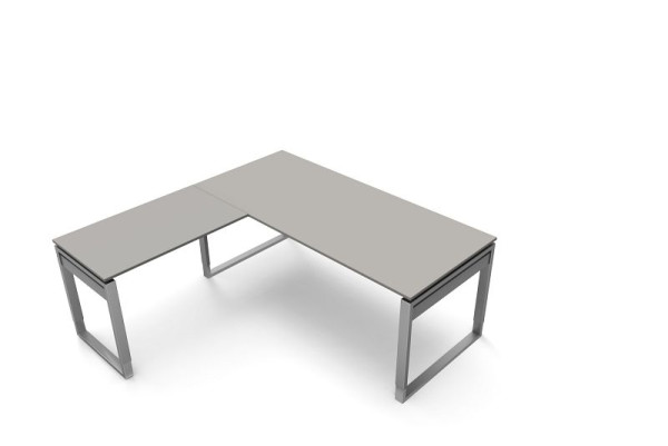 Bureau Kerkmann L 1800 x P 800 x H 680-820 mm avec table d'extension, forme 5, coloris : graphite, 11405812