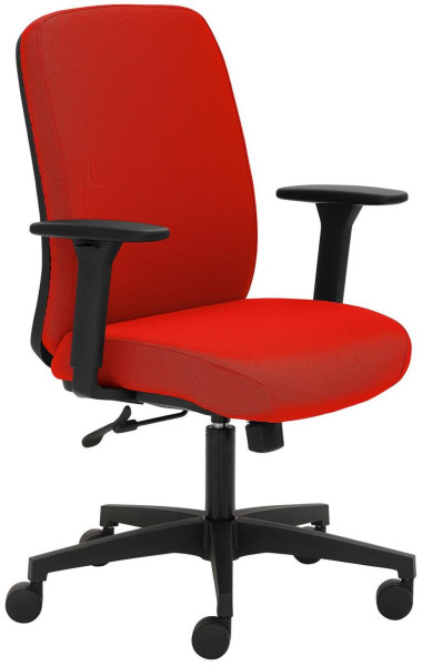 Mayer Sitzmöbel chaise pivotante, dossier bas, assise et dossier rembourrés, accoudoirs réglables en hauteur noir, rouge cerise, 2219_AV1D_30611
