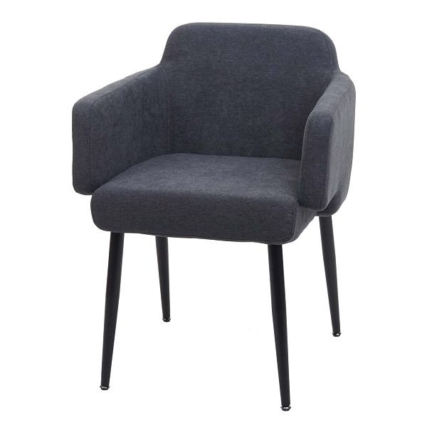 Chaise de salle à manger Mendler HWC-L13, chaise rembourrée chaise de cuisine chaise avec accoudoirs, tissu/métal textile, anthracite, 98073