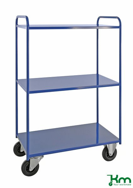 Kongamek 3 Étagères Chariot Étagère Entièrement Soudé 955x550x1490mm Bleu 2 Roulettes Fixes 2 Roulettes Pivotantes KM4149-B