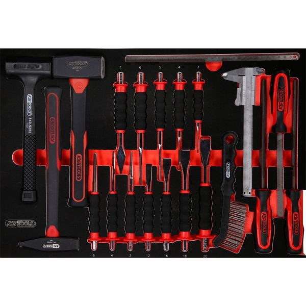 Jeu d'outils KS Tools PERFORMANCEplus, 21 pièces, marteaux, burins et limes, 811.0021