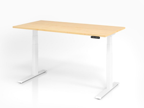 Bureau Hammerbacher XDKB16, 160 x 80 cm, plateau : érable, épaisseur 25 mm, chant épais en ABS, forme rectangulaire, blanc, VXDKB16/3/W