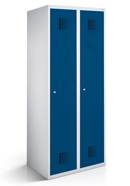 Vestiaire KEMMLIT 2 compartiments 30cm avec fond fermé, bleu gentiane 5010, loquet tournant, 251986