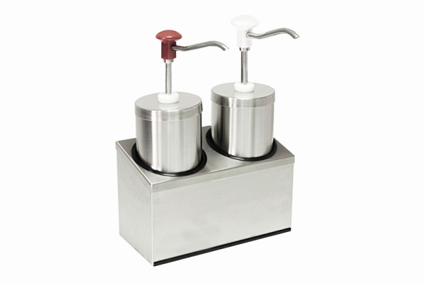 Distributeur doseur Schneider rond 2 compartiments, contenu 2x 2,25 litres, hauteur : 355 mm x Ø117mm, 152421