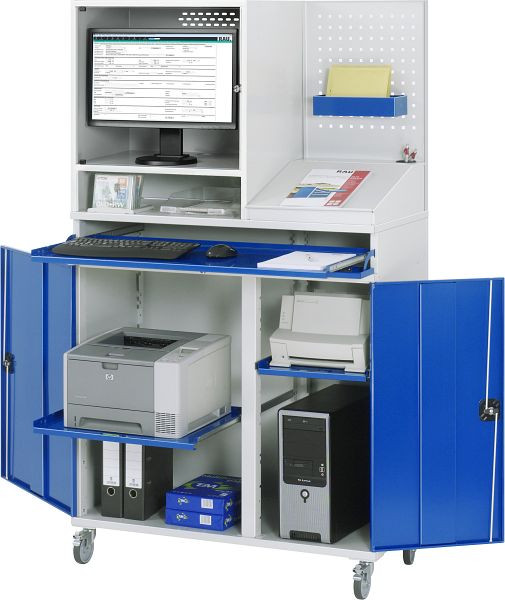 Armoire informatique RAU - modèle 67, L1100xP520xH1895mm, boîtier pour moniteur L650 x P520 x H710mm, support central pour diviser la largeur d'installation, 07-1100T-M67-MG5F.11