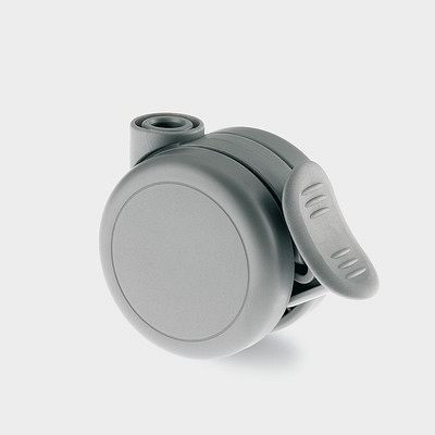 Roulette pivotante TENTE-ROLLEN avec frein, roue Ø 65 mm, capacité de charge 50 kg, hauteur 68 mm, D 75 Shore, couleur : ALU, 5925UOI065L51-10 DOM23 ALU