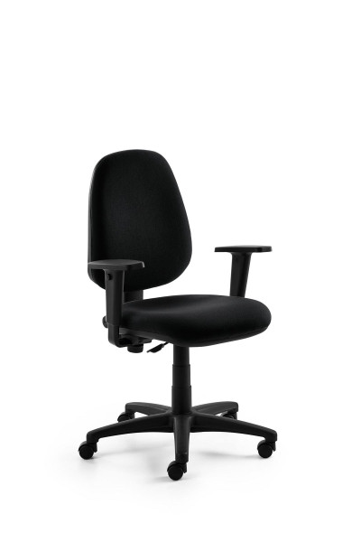 Mayer Sitzmöbel chaise pivotante, structure noire, roulettes pour moquette, noir, accoudoirs réglables en hauteur, 2211S_AV_26397