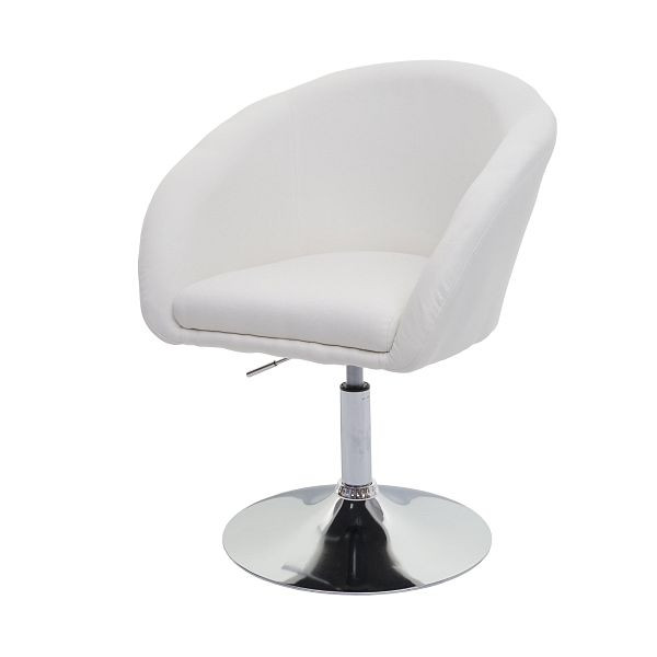 Chaise de salle à manger Mendler HWC-F19, chaise de cuisine, chaise pivotante, chaise longue, pivotante, réglable en hauteur, tissu/textile blanc crème, 94683