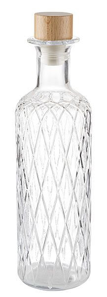 Carafe en verre APS -DIAMOND-, Ø 8 cm, hauteur : 28 cm, 0,8 litre, verre, bois de hêtre, silicone, 10742