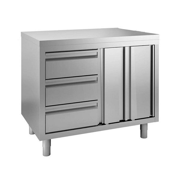 Vaiotec TOPLINE armoire de travail 600 / portes battantes & 3 tiroirs gauche L: 1300 mm, 11478