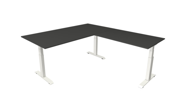 Kerkmann table debout/assise Move 4 nouveau 200 x 100 cm avec rallonge 120 x 80 cm cadre blanc, plateau de table anthracite, 10093313