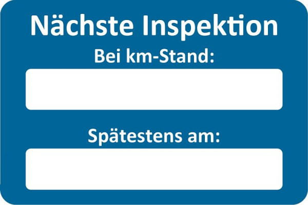 Autocollant service client Eichner, bleu, texte : Prochaine inspection à, UE : 250 pièces, 9220-00052