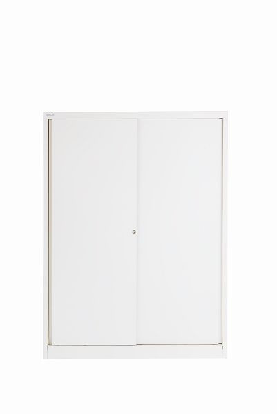 Armoire à portes coulissantes Bisley ECO, 3 tablettes, 4 OH, blanc trafic, SD412173S696