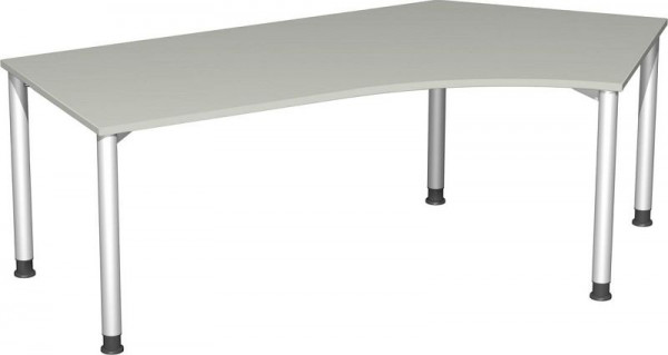 bureau geramöbel 135° droite, réglable en hauteur, 2166x1130x680-800, gris clair/argent, S-555316-LS