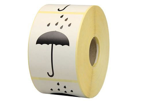 Étiquettes d'avertissement et d'information DENIOS, à protéger de l'humidité (signet/parapluie) 75 x 105 mm, en papier, 299635