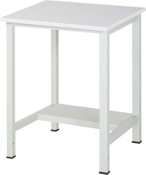 Table de travail RAU série 900, L750 x P800 x H825 mm, plan de travail avec revêtement en résine mélamine, épaisseur 22 mm, avec profondeur de tablette 320 mm, 03-900-3-M22-07.12