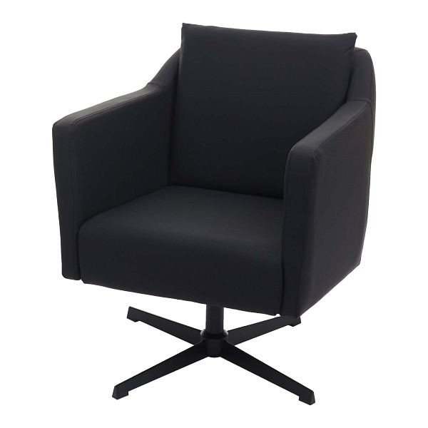 Chaise longue Mendler HWC-H93b, fauteuil, chaise cocktail, chaise de relaxation avec base à cinq branches, rotative, simili cuir noir, 74714