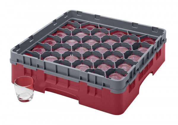 Cambro Panier de rinçage Camrack® à 30 compartiments, hauteur maximale de 3,75 po, couleur : canneberge, 30S318416