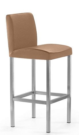 Tabouret Mayer Sitzmöbel , structure argent nacré, coque d'assise rembourrée, hauteur d'assise 65 cm, capacité de charge jusqu'à 150 kg, marron clair, 1154_08_30485