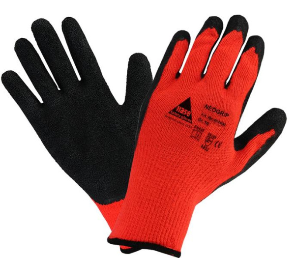 Gants tricotés Hase Safety NEOGRIP-ORANGE en coton/polyester, Taille : 8, UE : 12 paires, 402600-8