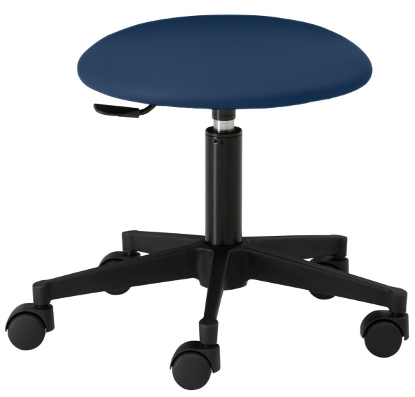 Tabouret Mayer Sitzmöbel , structure argent nacré, siège rembourré, liberté de mouvement à 360°, déverrouillage par levier, bleu foncé, 1350_30326