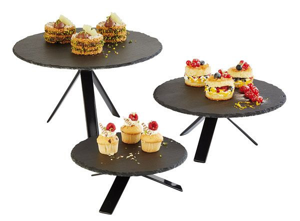 Présentoir de buffet APS -STAR-, hauteur : 8 cm, métal, revêtement noir, avec revêtement en caoutchouc antidérapant, 33260
