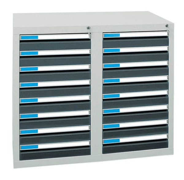armoire à tiroirs émoussés série ESTA, RAL 7035/7016, 16 tiroirs (16x100 mm), 7602171