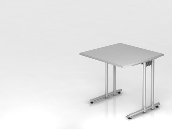 Bureau Hammerbacher pied C 80x80cm gris/argent, hauteur de travail 72 cm, VNS08/5/S