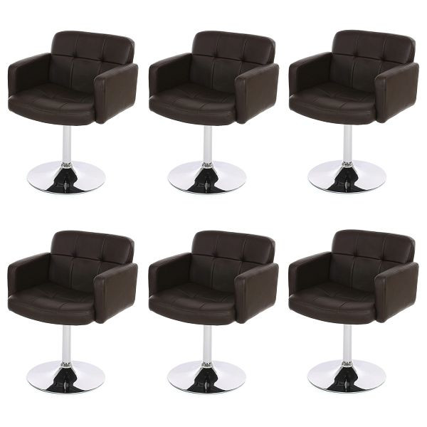 Ensemble Mendler de 6 chaises de salle à manger Orlando, chaises pivotantes de cuisine, simili cuir chromé, marron, 6x26646
